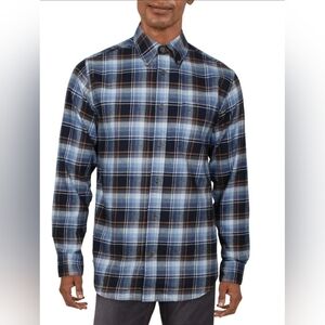 Weatherproof VINTAGE Mens XL Blue Multicolor Flannel Plaid Long Sleeve Shirt